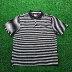 Greg‎ Norman Polo Shirt Mens Large Black Striped Short Sleeve Golf Summer Casual